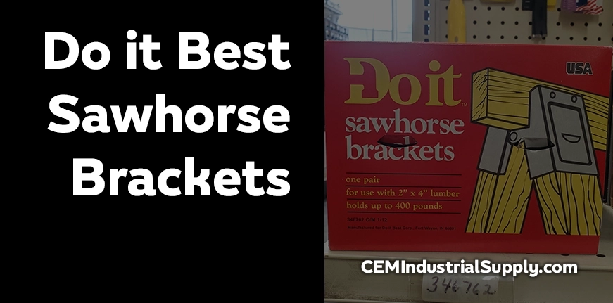 Do it Best Sawhorse Brackets sitting on an endcap at CEM Industrial Supply in Coldwater, Michigan.